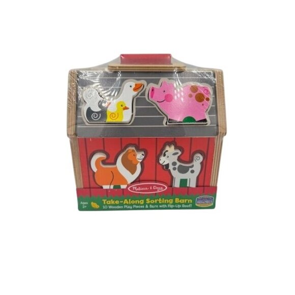 NWT Melissa & Doug Take-Along Sorting Barn Wooden Toy w/10 Play Pieces & Flip-Up - Picture 3 of 8